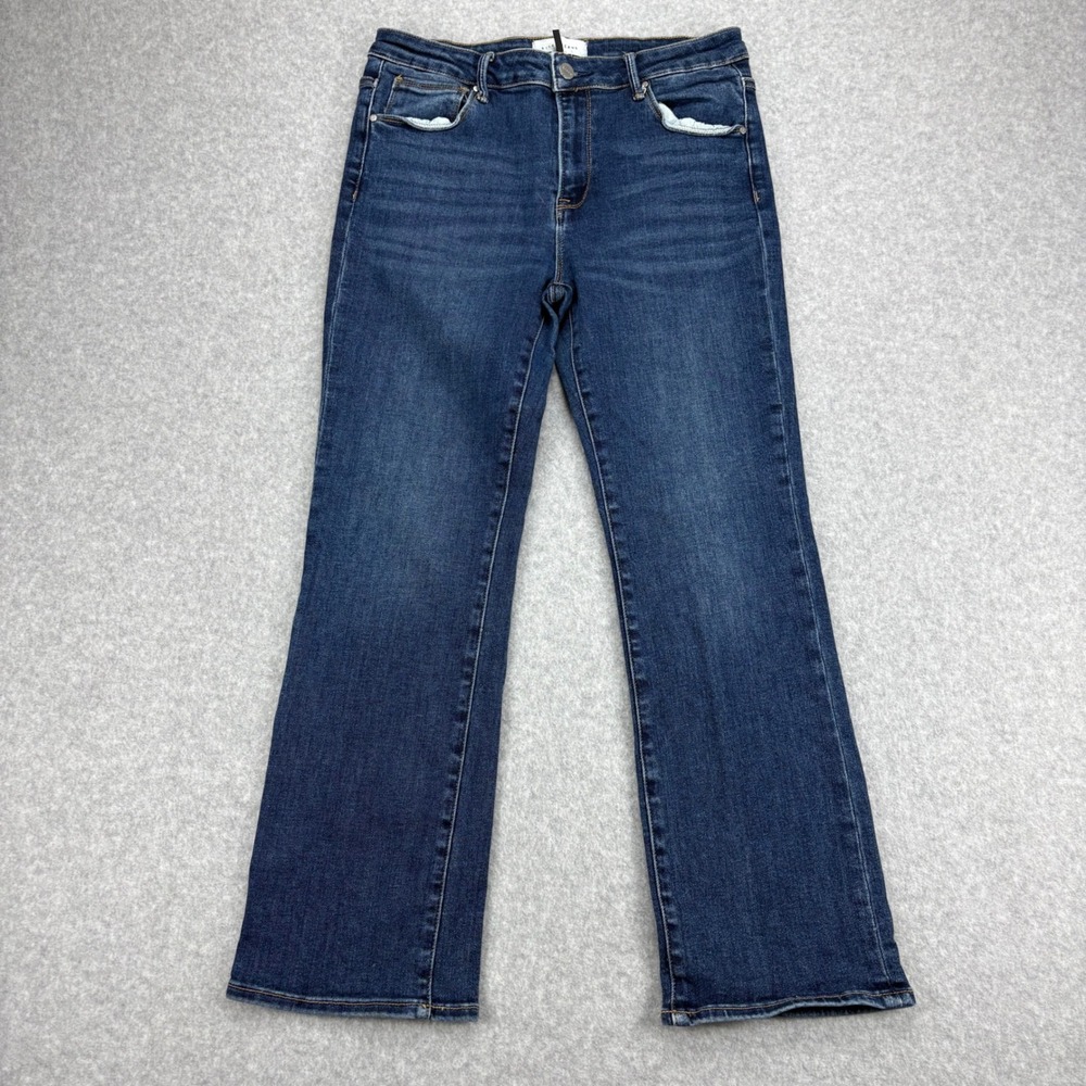 Risen Jeans Womens 11 Blue High Rise Straight Leg Dark Wash Stretch Boho Minimal